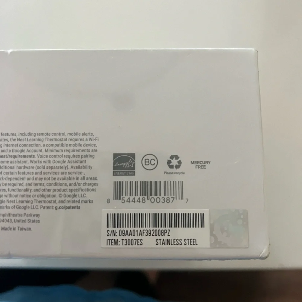 New in box Google - Nest Learning Smart Wifi Thermostat - Stainless Steel
